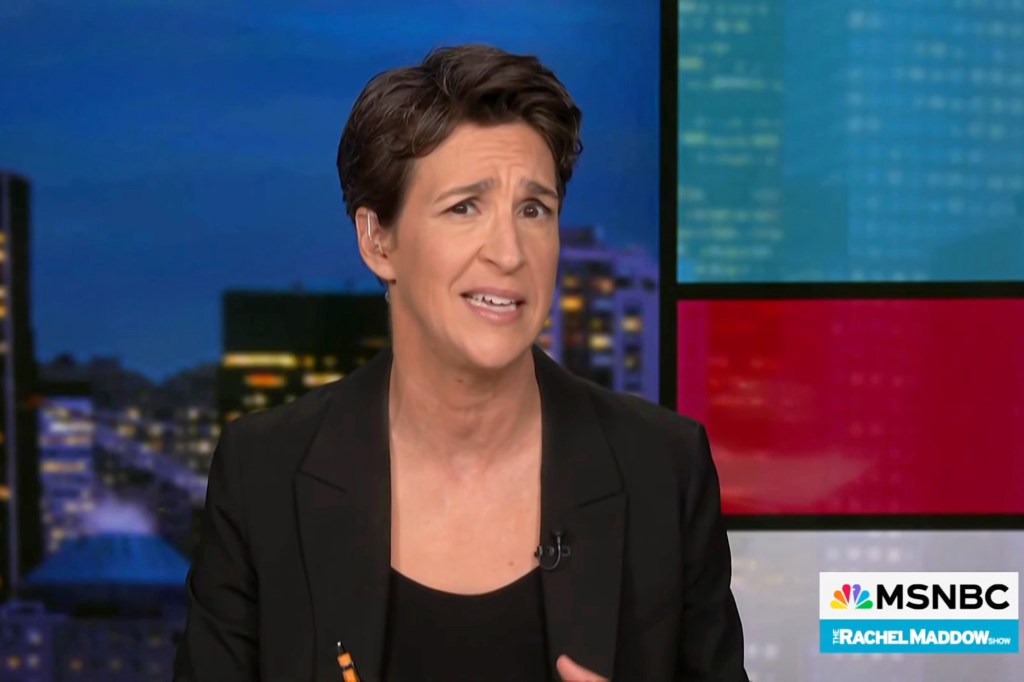 Rachel Maddow hosts "The Rachel Maddow Show" weekly, viewed here on Monday, November 18, 2024.